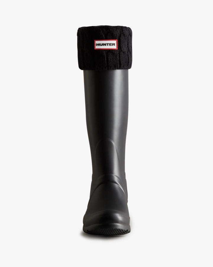 hunter_6_stitch_cable_knitted_cuff_tall_boot_socks_black.jpg Hunter 6 Stitch Cable Knitted Cuff Tall Boot Socks Black - Image 1