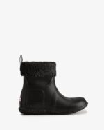 Hunter Big Kids (5-10 Years) Insulated Roll Top Vegan Shearling Boots Black - Image 2