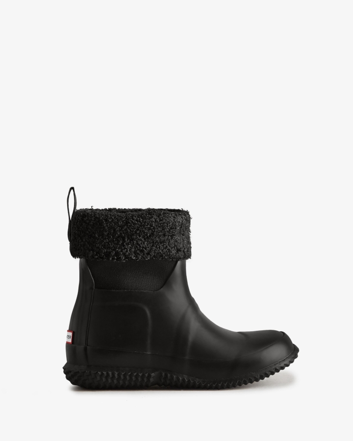 Hunter Big Kids (5-10 Years) Insulated Roll Top Vegan Shearling Boots Black - Image 2