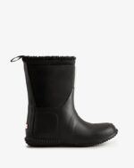 Hunter Big Kids (5-10 Years) Insulated Roll Top Vegan Shearling Boots Black - Image 3