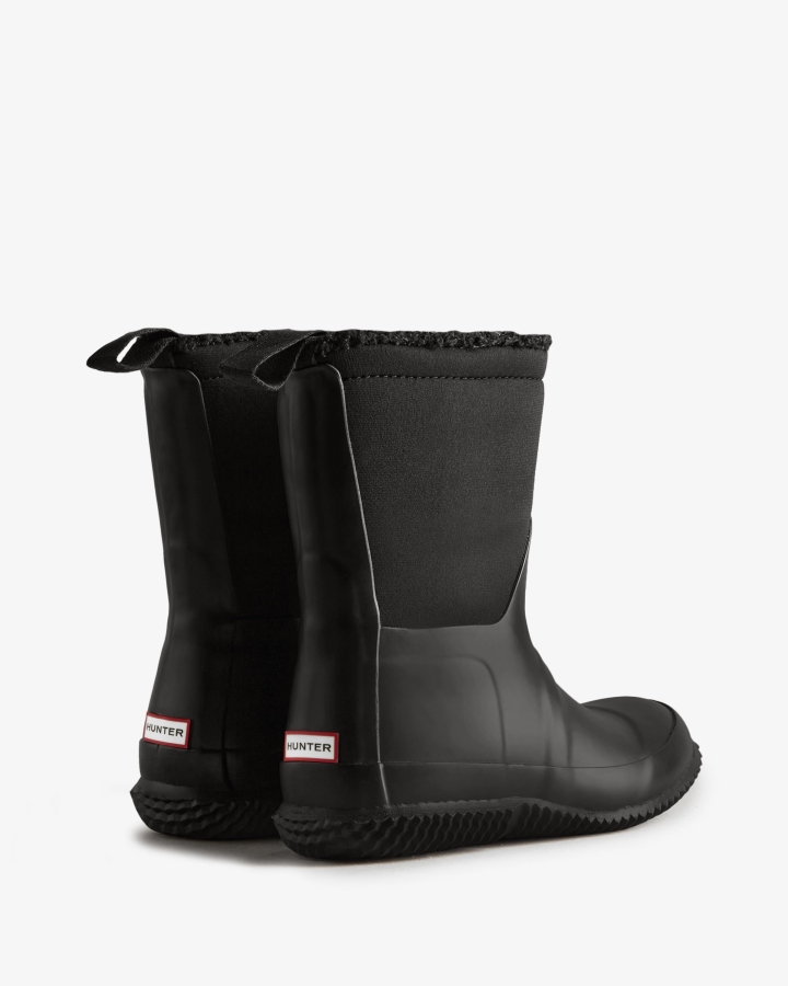 Hunter Big Kids (5-10 Years) Insulated Roll Top Vegan Shearling Boots Black - Image 5