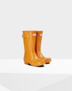 Hunter Big Kids (5-11 Years) Giant Glitter Rain Boots Amber Creek Orange - Image 3