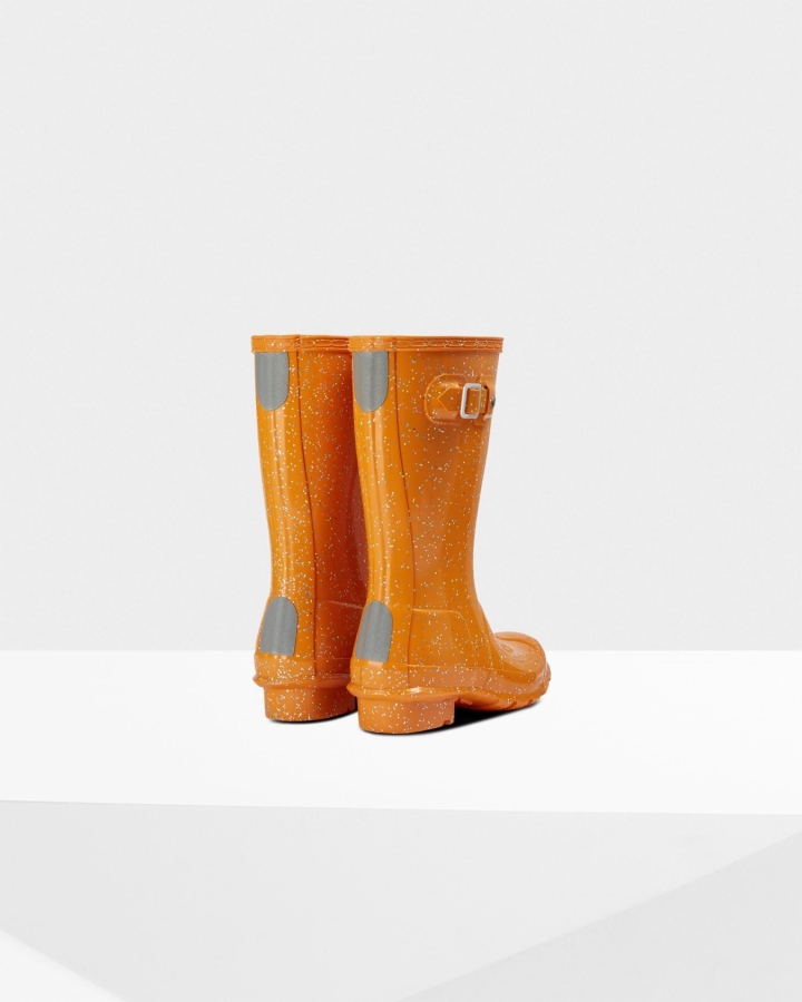 Hunter Big Kids (5-11 Years) Giant Glitter Rain Boots Amber Creek Orange - Image 4