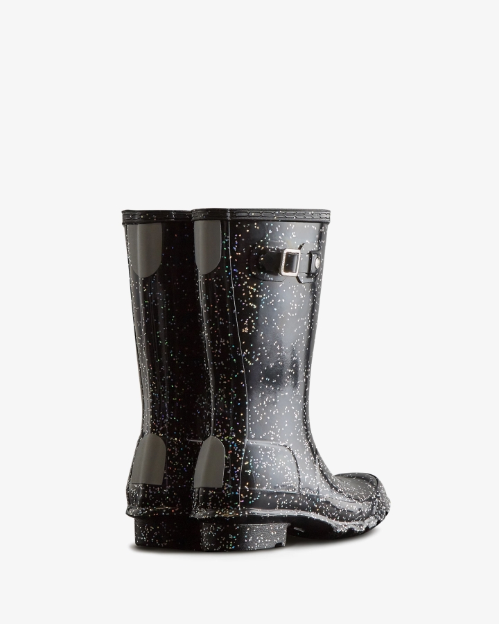 Hunter Big Kids (5-11 Years) Giant Glitter Rain Boots Black - Image 4
