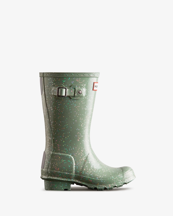 Hunter Big Kids (5-11 Years) Giant Glitter Rain Boots Sweet Gale Green - Image 1