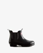 Hunter Big Kids (5-11 Years) Gloss Chelsea Boots Black