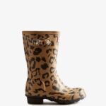 Hunter Big Kids (5-11 Years) Hybrid Leopard Print Rain Boots Tawny Brown
