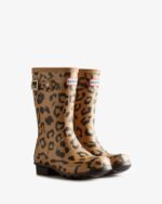 Hunter Big Kids (5-11 Years) Hybrid Leopard Print Rain Boots Tawny Brown - Image 3