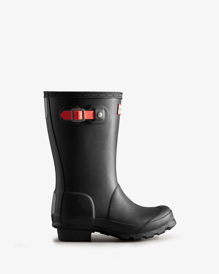 Hunter Big Kids (5-11 Years) Insulated Rain Boots Black-Logo Red - Image 2