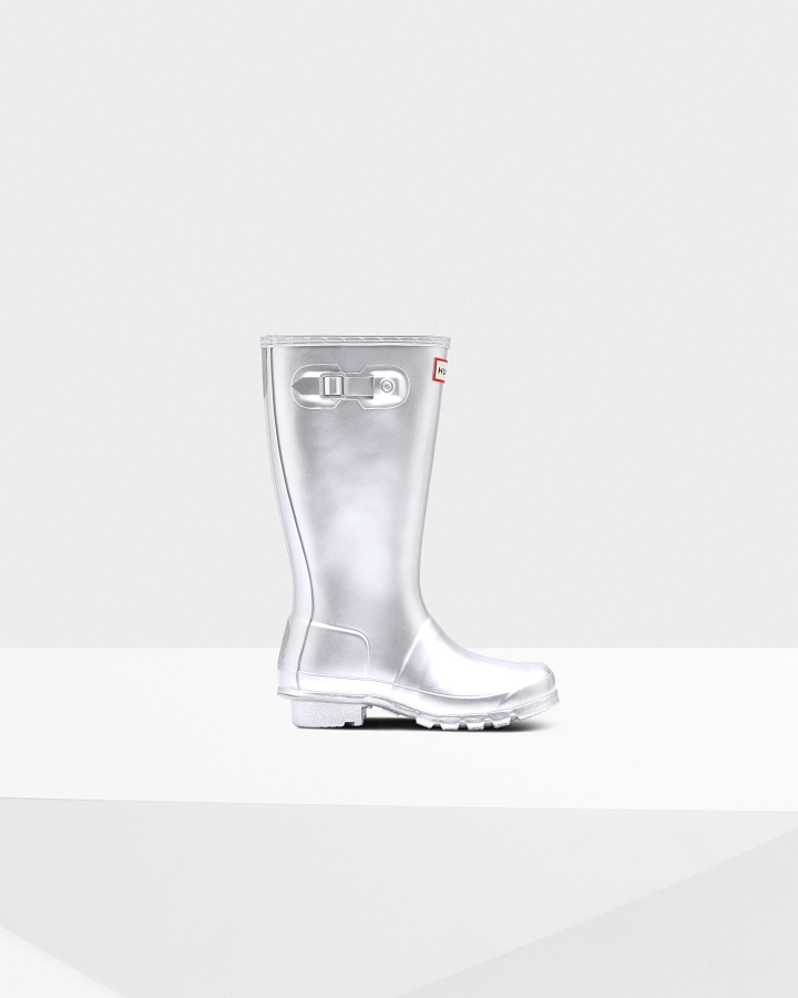 hunter_big_kids_5_11_years_metallic_rain_boots_silver.jpg Hunter Big Kids (5-11 Years) Metallic Rain Boots Silver - Image 1