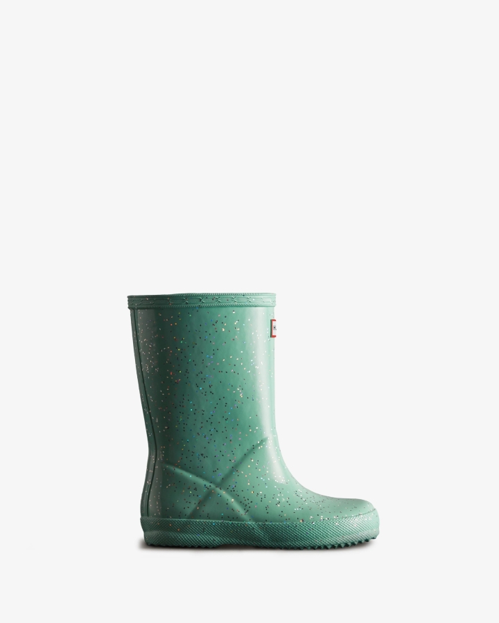 Hunter Kids First (18 Months-8 Years) Giant Glitter Rain Boots Wild Mint - Image 1