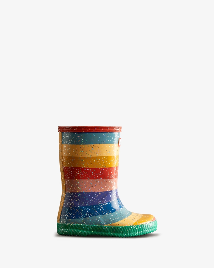 Hunter Kids First (18 Months-8 Years) Glitter Rainbow Rain Boots Multicoloured Bright - Image 1