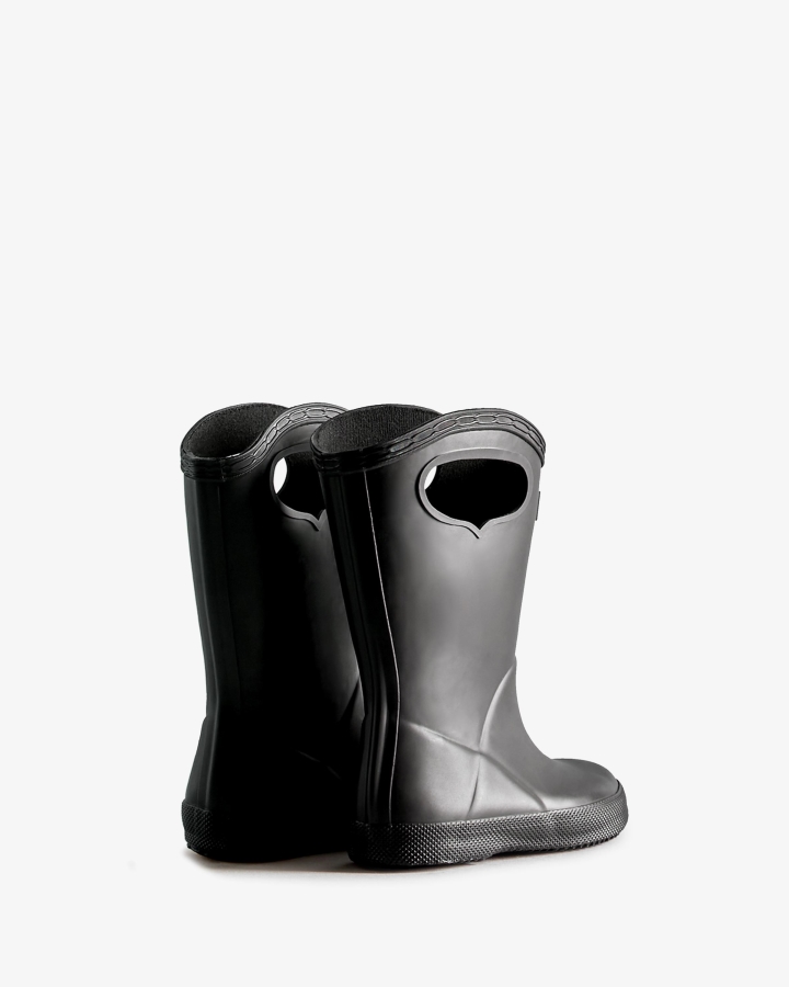 Hunter Kids First (18 Months-8 Years) Grab Handle Rain Boots Black - Image 3