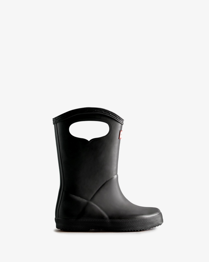 Hunter Kids First (18 Months-8 Years) Grab Handle Rain Boots Black - Image 1