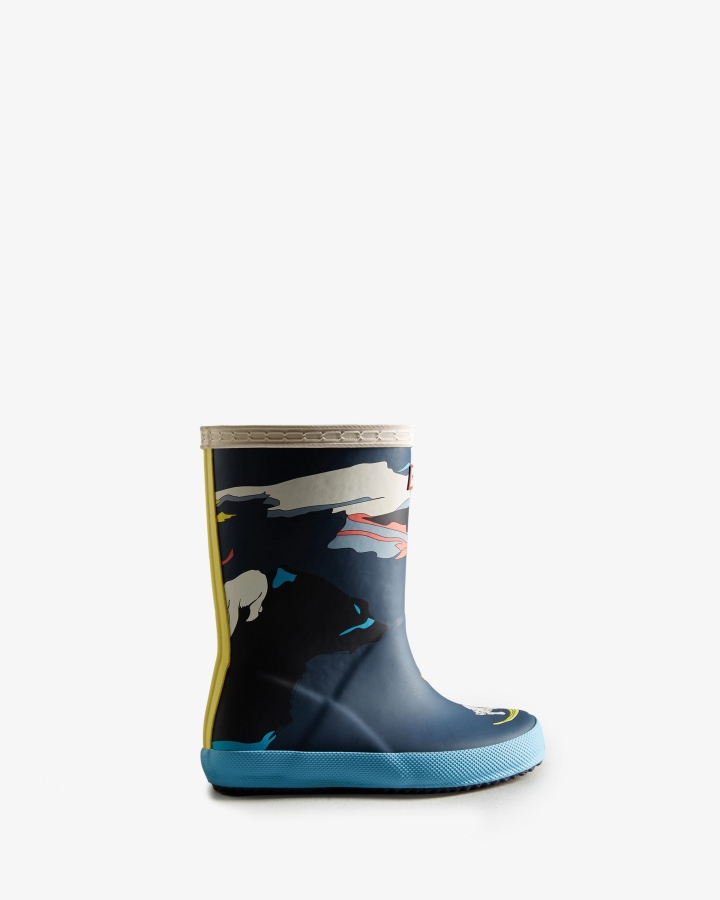 Hunter Kids First (18 Months-8 Years) Iceberg Print Rain Boots Iceberg Kerhuelen Navy - Image 2