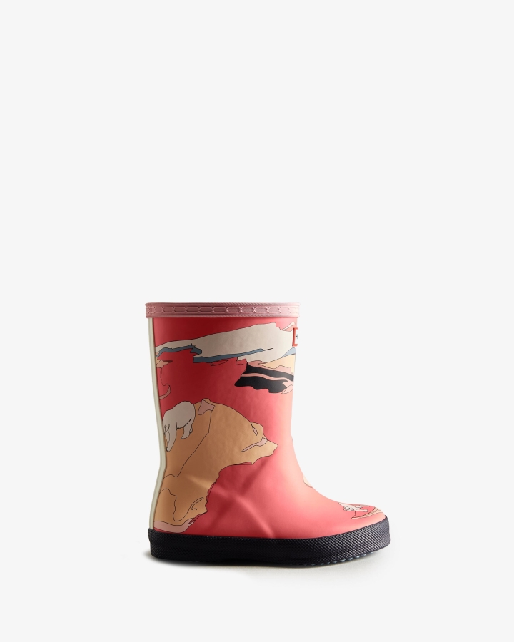 Hunter Kids First (18 Months-8 Years) Iceberg Print Rain Boots Iceberg Polaris Pink - Image 1