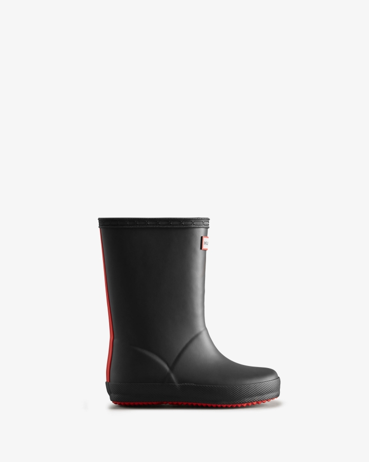 Hunter Kids First (18 Months-8 Years) Insulated Rain Boots Black-Logo Red - Image 2