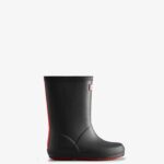 Hunter Kids First (18 Months-8 Years) Insulated Rain Boots Black-Logo Red
