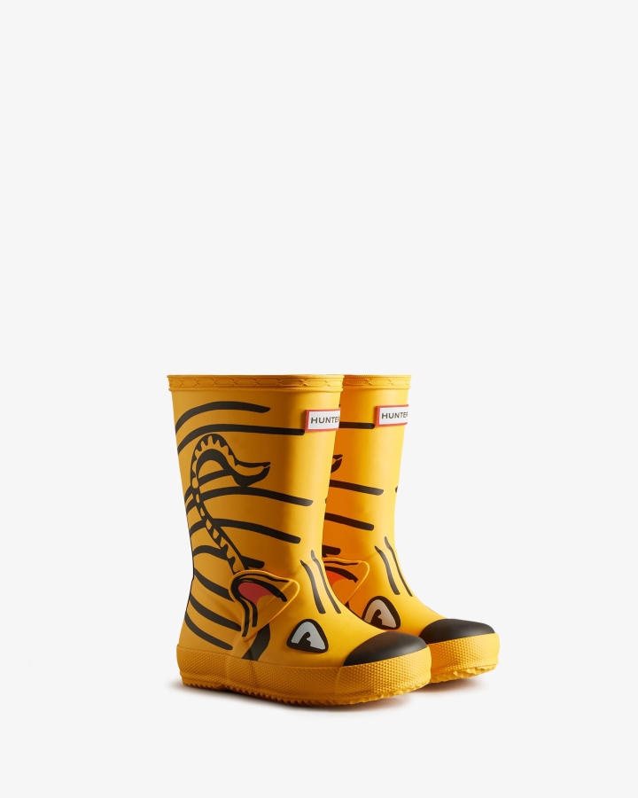 Hunter Kids First (18 Months-8 Years) Lunar New Year Tiger Rain Boots Yellow - Image 3