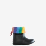 Hunter Little Kids (18 Months-6 Years) Insulated Roll Top Rainbow Vegan Shearling Boots Black