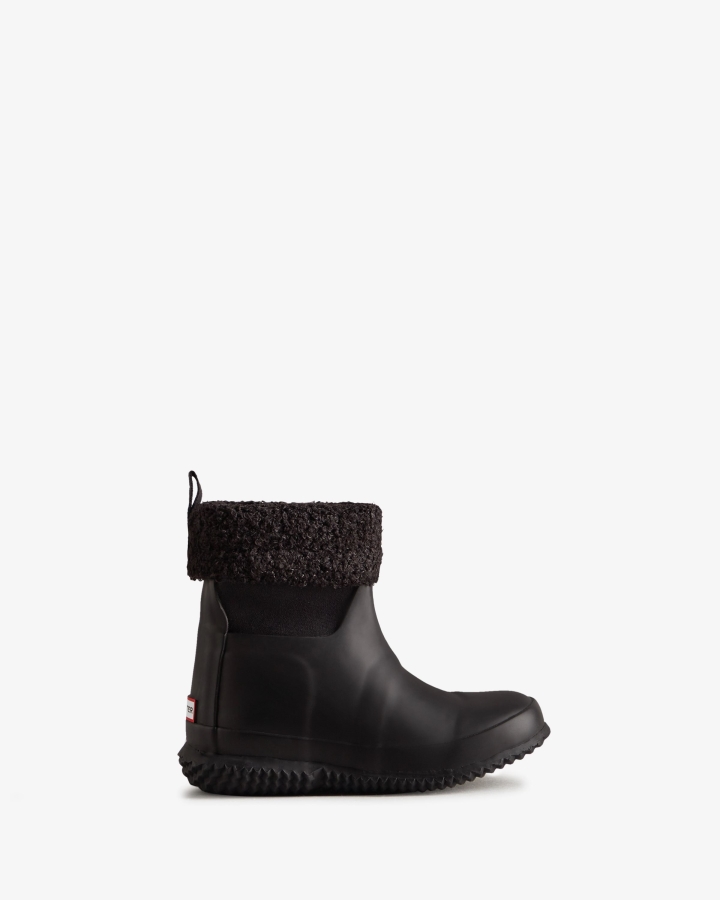 Hunter Little Kids (18 Months-6 Years) Insulated Roll Top Vegan Shearling Boots Black - Image 2