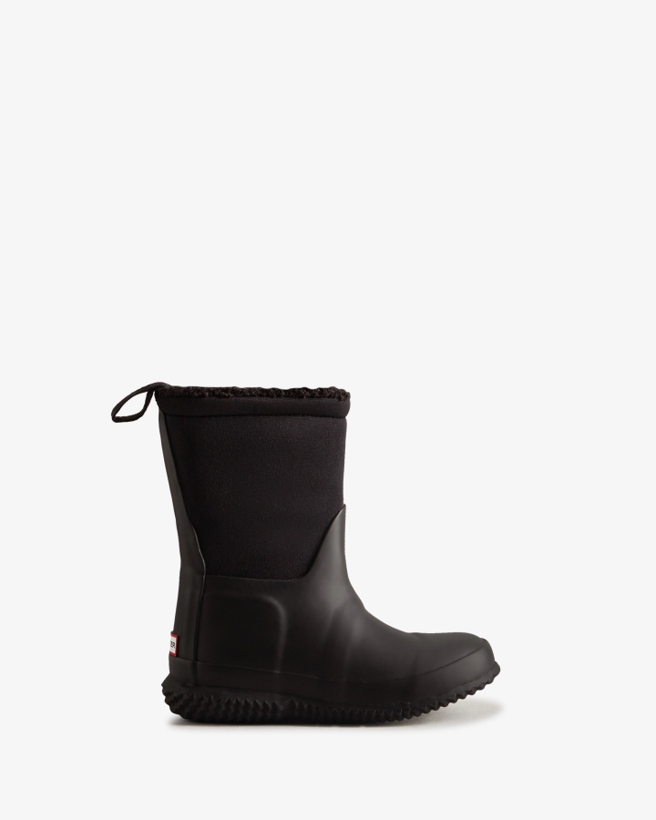 Hunter Little Kids (18 Months-6 Years) Insulated Roll Top Vegan Shearling Boots Black - Image 3