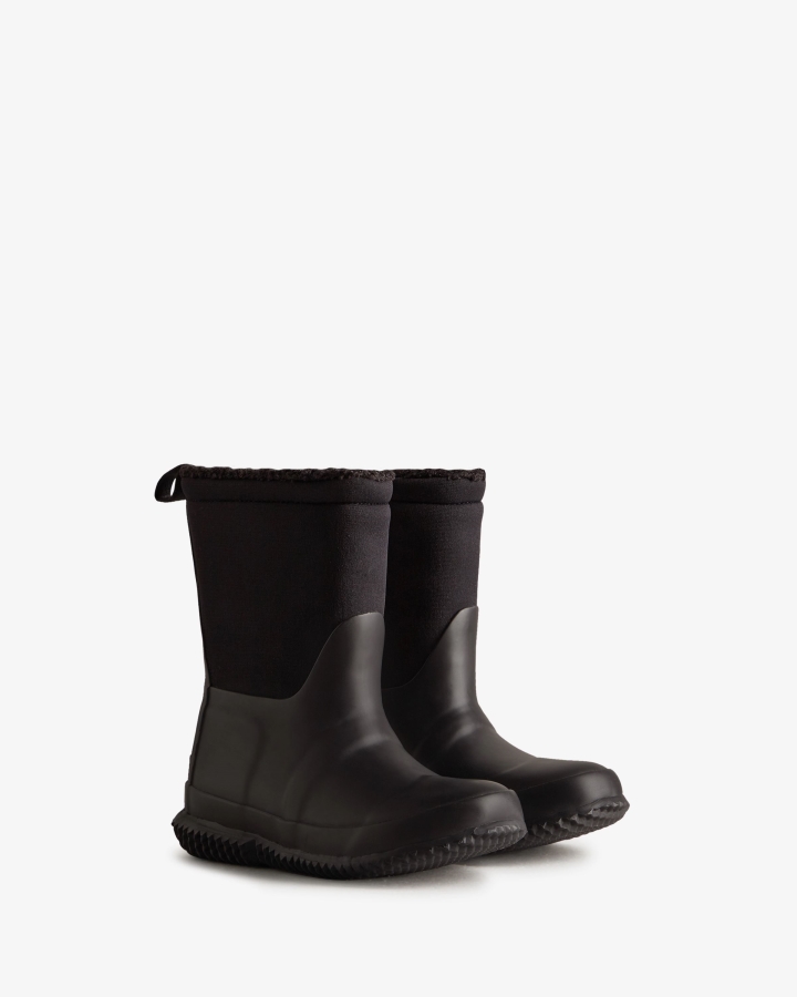 Hunter Little Kids (18 Months-6 Years) Insulated Roll Top Vegan Shearling Boots Black - Image 4