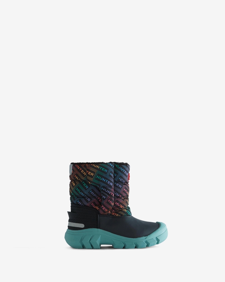 Hunter Little Kids (18 Months-6 Years) Intrepid Insulated Rainbow Logo Print Snow Boots Hunter Logo Rainbow Xray Navy - Image 1