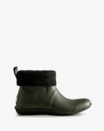 Hunter Men's Insulated Roll Top Vegan Shearling Boots Dark Olive