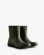 Hunter Men's Insulated Roll Top Vegan Shearling Boots Dark Olive - Image 4