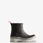 Hunter Men's Original Play Short Speckle Rain Boots Black-Steall Grey