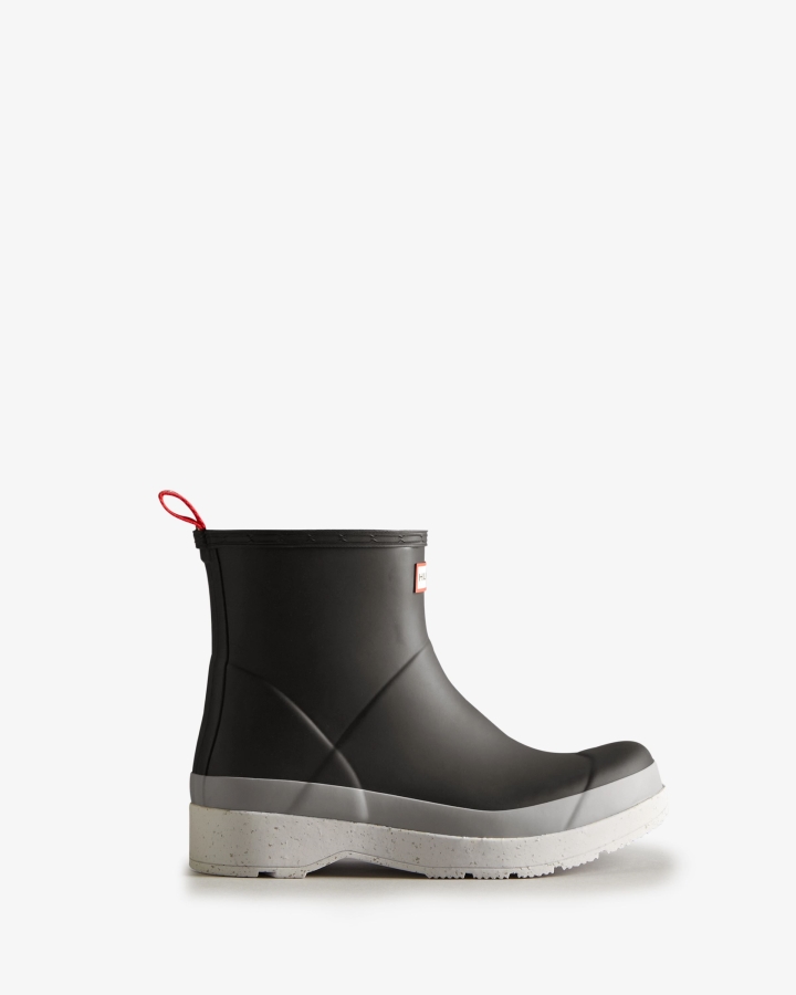 Hunter Men's Original Play Short Speckle Rain Boots Black-Steall Grey - Image 1