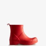 Hunter Men's Play Short Rain Boots Logo Red