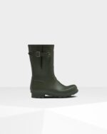 Hunter Men's Short Side Adjustable Rain Boots Dark Olive - Image 2