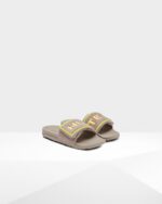 Hunter Men's Terry Towelling Logo Adjustable Slides Grey Dagger - Image 4