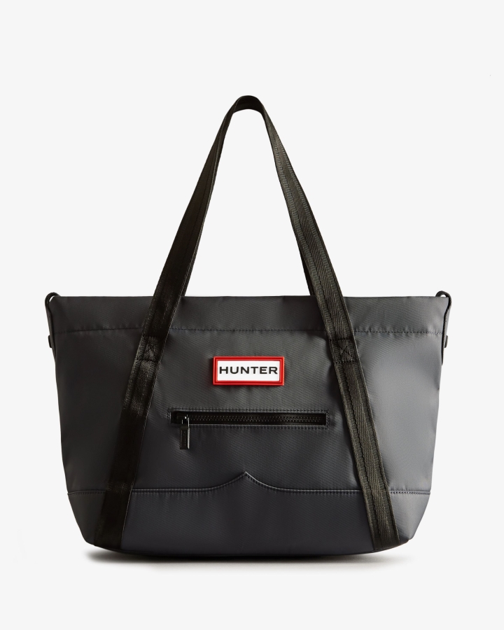 hunter_nylon_medium_top_clip_tote_bag_navy.jpg Hunter Nylon Medium Top Clip Tote Bag Navy - Image 1