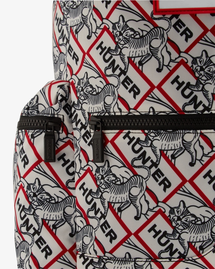 Hunter Nylon Top Clip Lunar New Year Tiger Print Backpack Black-White - Image 5