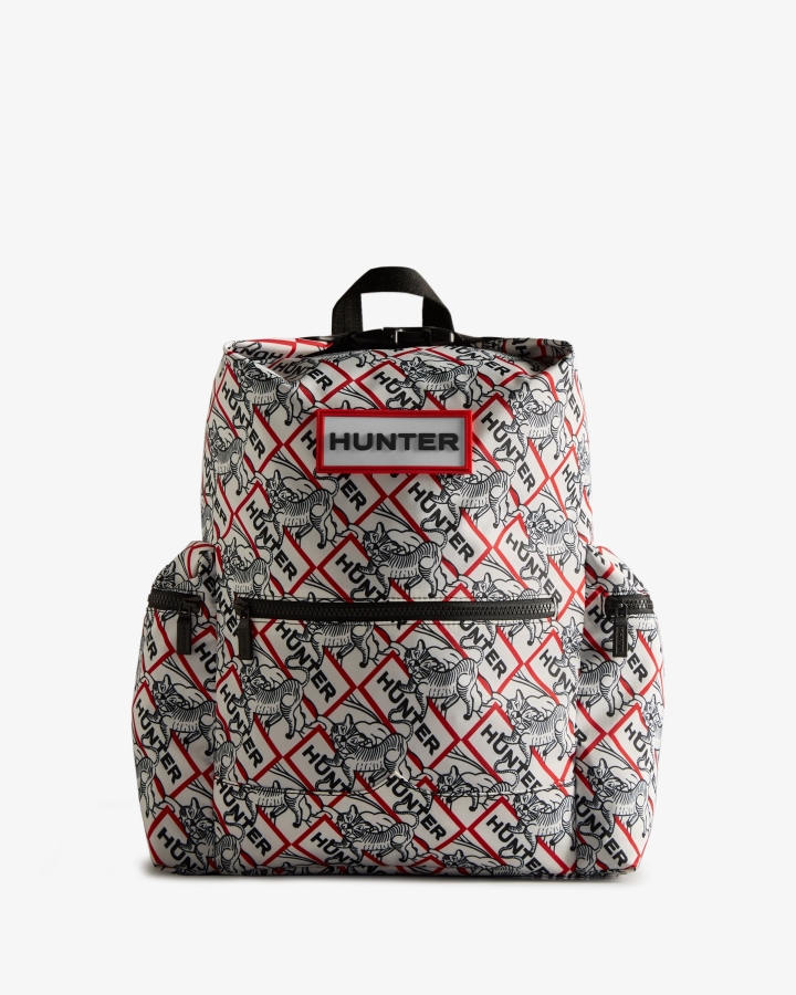 Hunter Nylon Top Clip Lunar New Year Tiger Print Backpack Black-White - Image 1