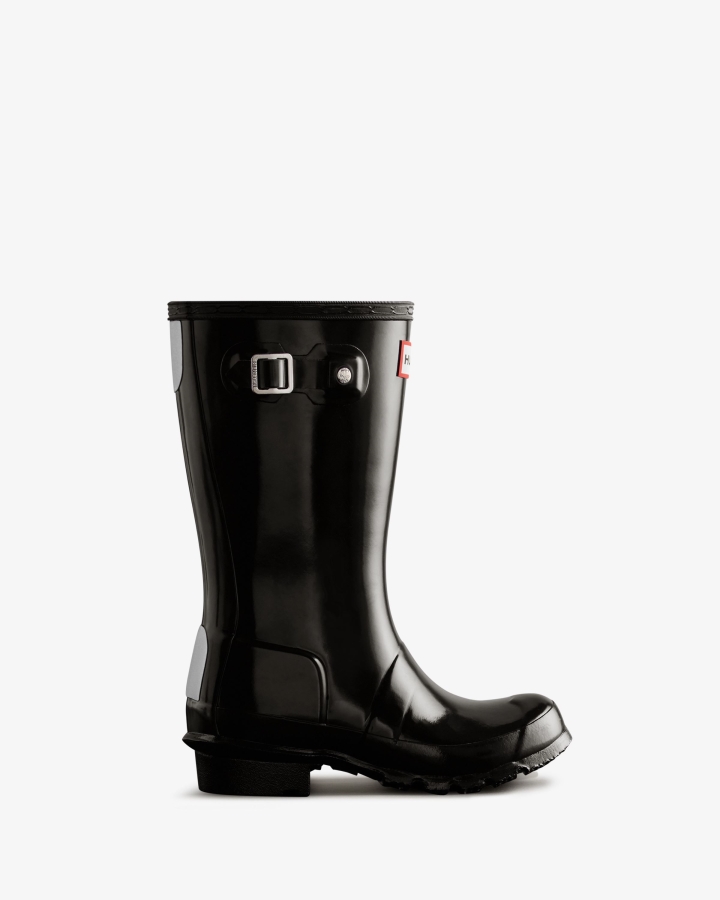 Hunter Original Big Kids (5-11 Years) Gloss Rain Boots Black - Image 2