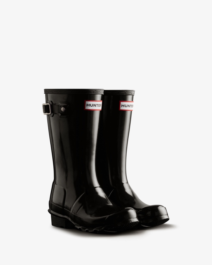 Hunter Original Big Kids (5-11 Years) Gloss Rain Boots Black - Image 3