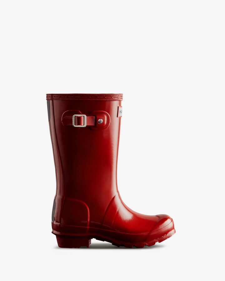 Hunter Original Big Kids (5-11 Years) Gloss Rain Boots Military Red - Image 1