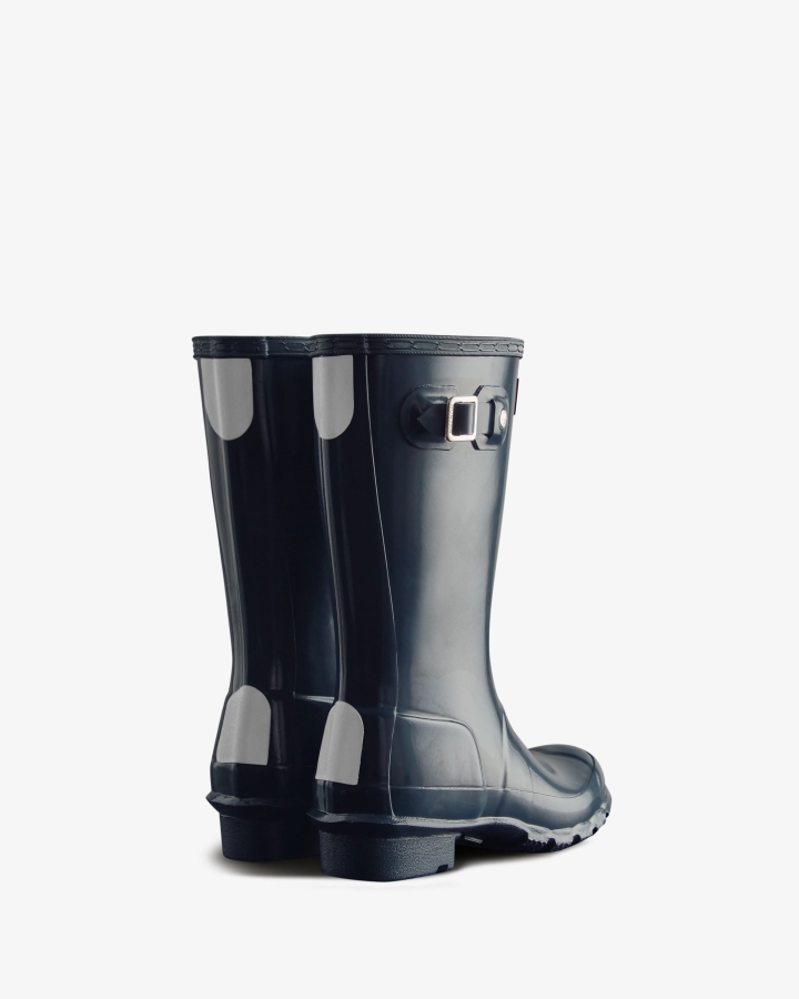 Hunter Original Big Kids (5-11 Years) Gloss Rain Boots Navy - Image 4