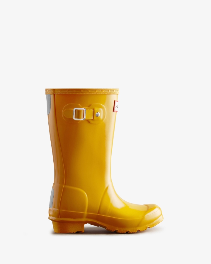 Hunter Original Big Kids (5-11 Years) Gloss Rain Boots Yellow - Image 2