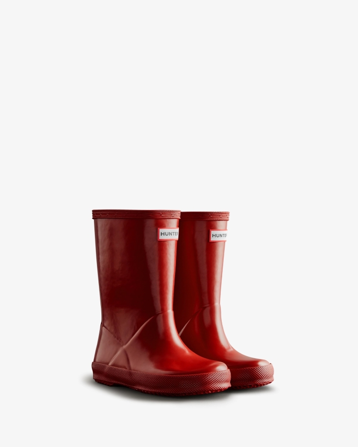 Hunter Original Kids First (18 Months-8 Years) Gloss Rain Boots Military Red - Image 3