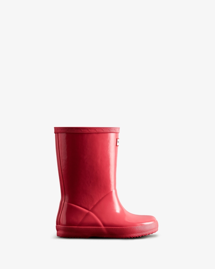 Hunter Original Kids First (18 Months-8 Years) Gloss Rain Boots Rowan Pink - Image 1