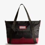 Hunter Repurposed Nylon Medium Top Clip Tote Bag Black Grey Multi