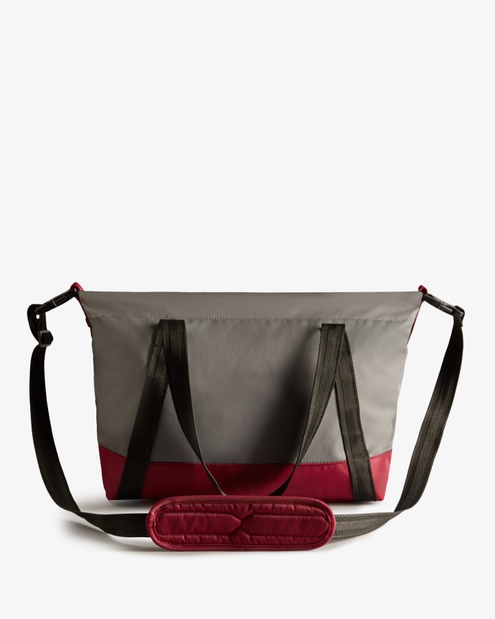 Hunter Repurposed Nylon Medium Top Clip Tote Bag Black Grey Multi - Image 4