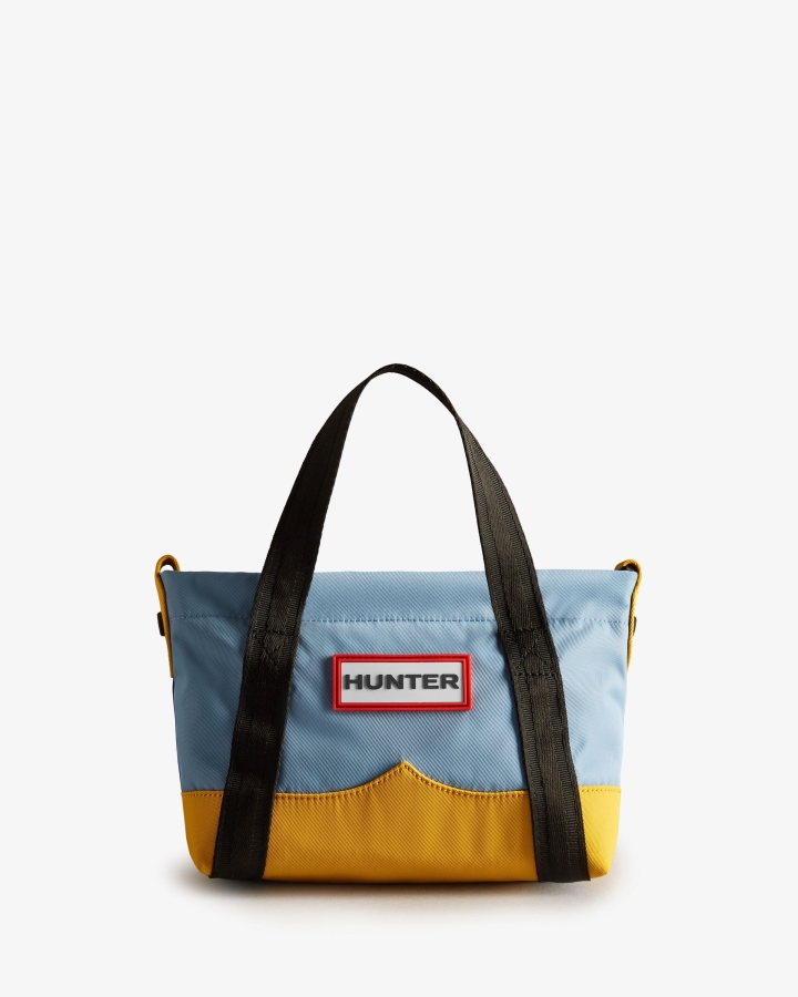 Hunter Repurposed Nylon Mini Top Clip Tote Bag Blue Thistle Multi - Image 2