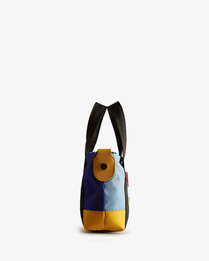 Hunter Repurposed Nylon Mini Top Clip Tote Bag Blue Thistle Multi - Image 5