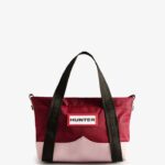 Hunter Repurposed Nylon Mini Top Clip Tote Bag Hayes Burgundy Multi